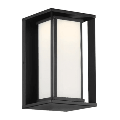 Paxton 1-Light Black Integrated LED Outdoor Wall Sconce with White Panel Glass