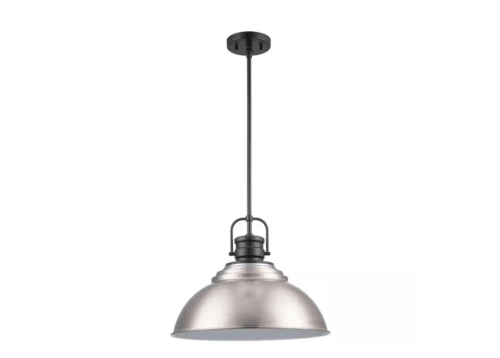 Shelston 16 in. 1-Light Brushed Nickel Farmhouse Hanging Kitchen Pendant Light