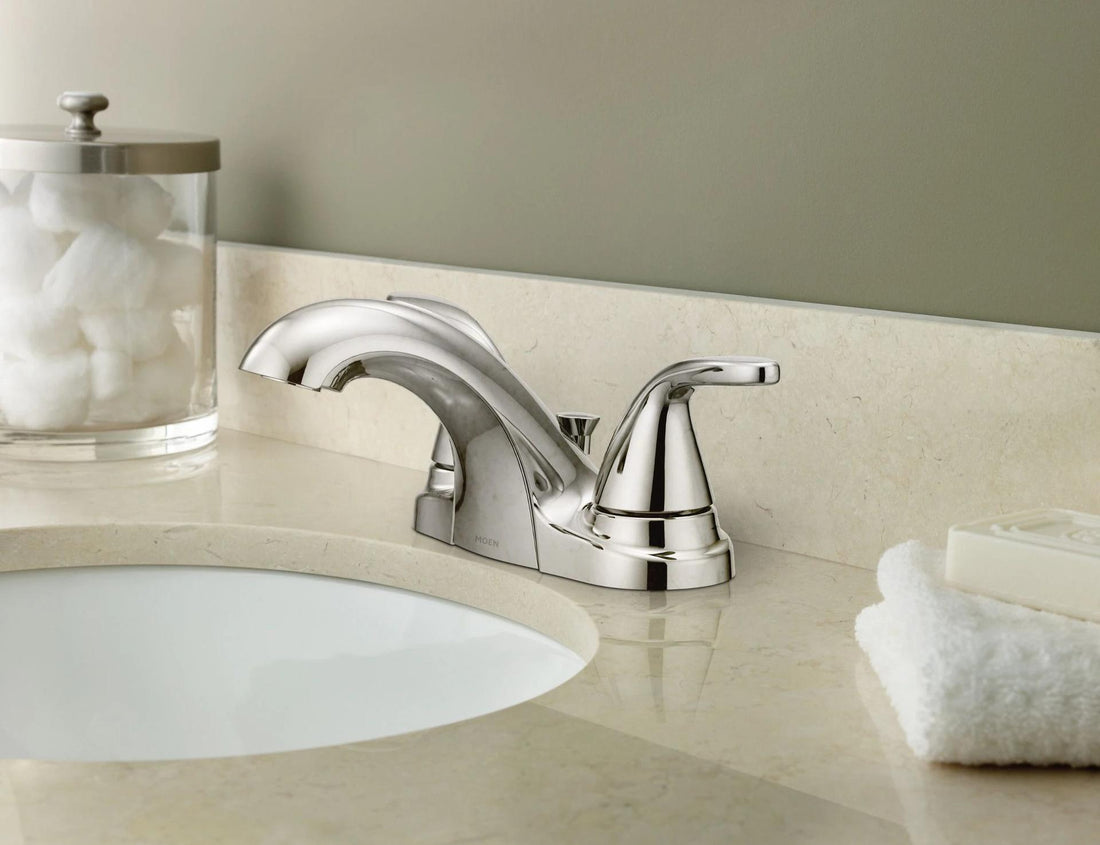 MOEN Adler 84603 Centerset Two Handle Low-Arc Bathroom Faucet in Chrome