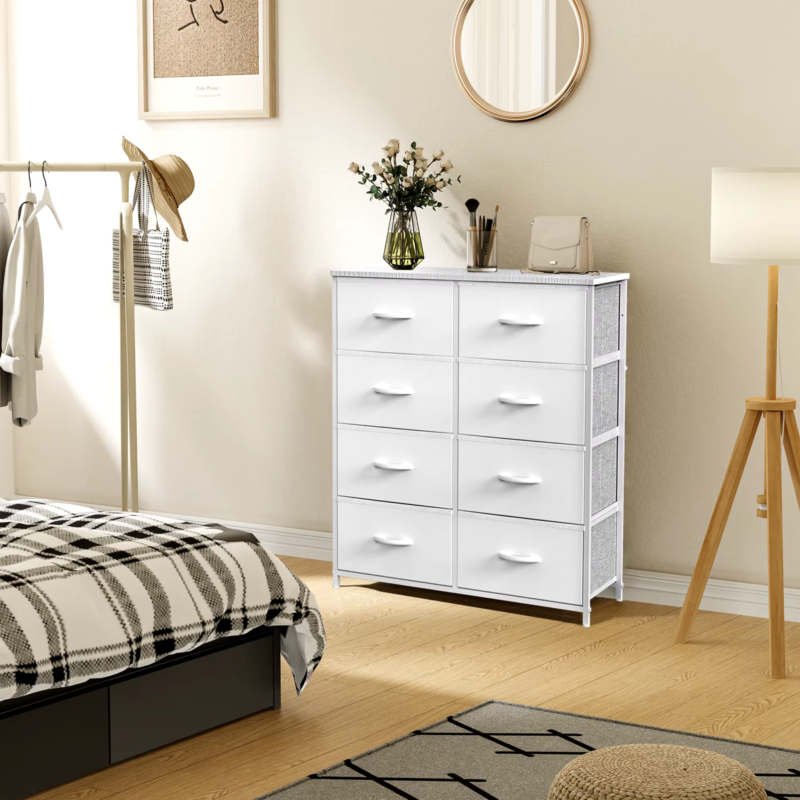 8 Fabric Drawers Storage Cabinet with Steel Frame Assembly Closet for Clothes