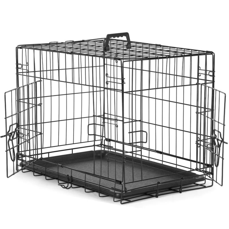 Double Door Metal Wire Dog Cage, Leak-Proof Tray, XL Kennel for Indoor & Outdoor