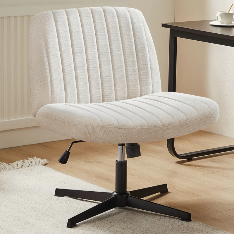 Cross-Legged Rocking Office Chair, Armless, Adjustable Swivel, Task Chair