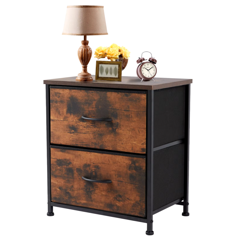 Bedroom Nightstand with Storage - Bedside Table, 2 Drawers,Small Cabinet Dresser