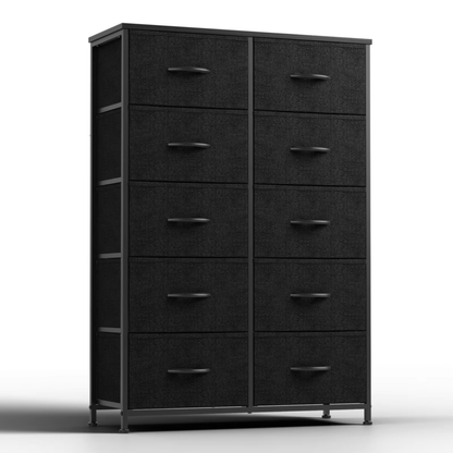 10-Drawer Bedside Table for Bedroom - Fabric Wardrobe with Steel Frame, Closet Storage Cabinet for Living Room Furniture