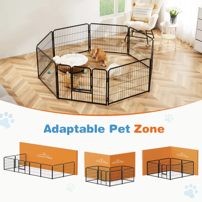 8 Panel Dog Playpen, Pet Fence, Heavy Duty Crates with Doors for Indoor, Outdoor