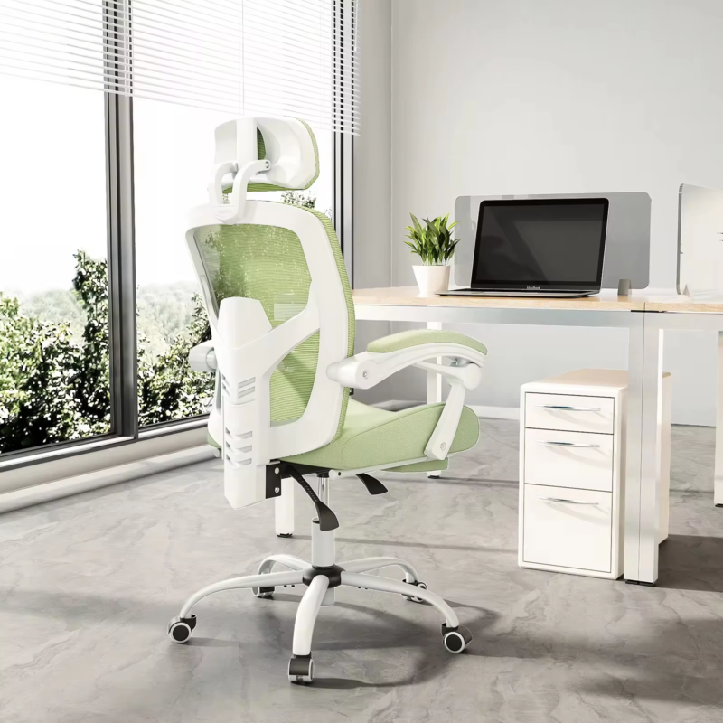 Ergonomic Reclining High-Back Mesh Chair, Rocking, Swivel, Lumbar Support Pillow
