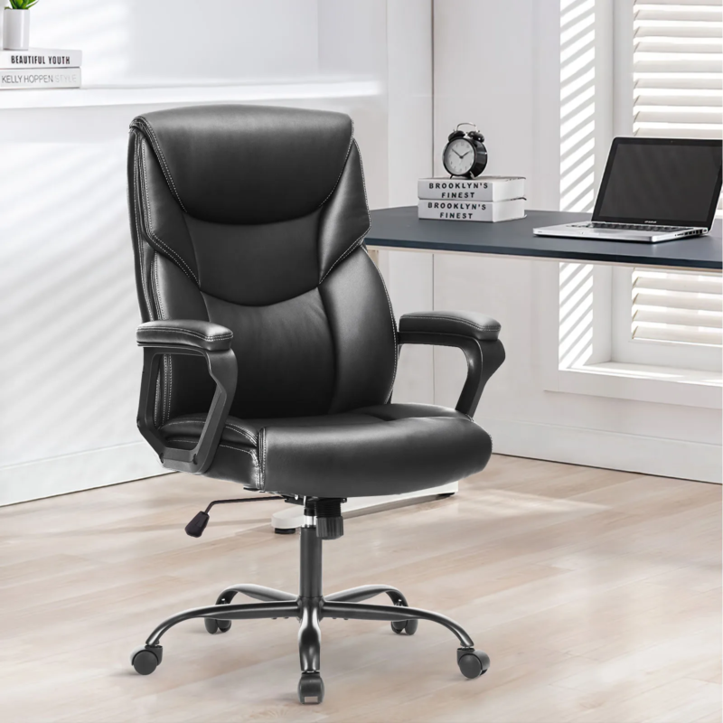 Ergonomic PU Leather Padded Armrest Rocking Gaming, Office Chair with Lumbar Support