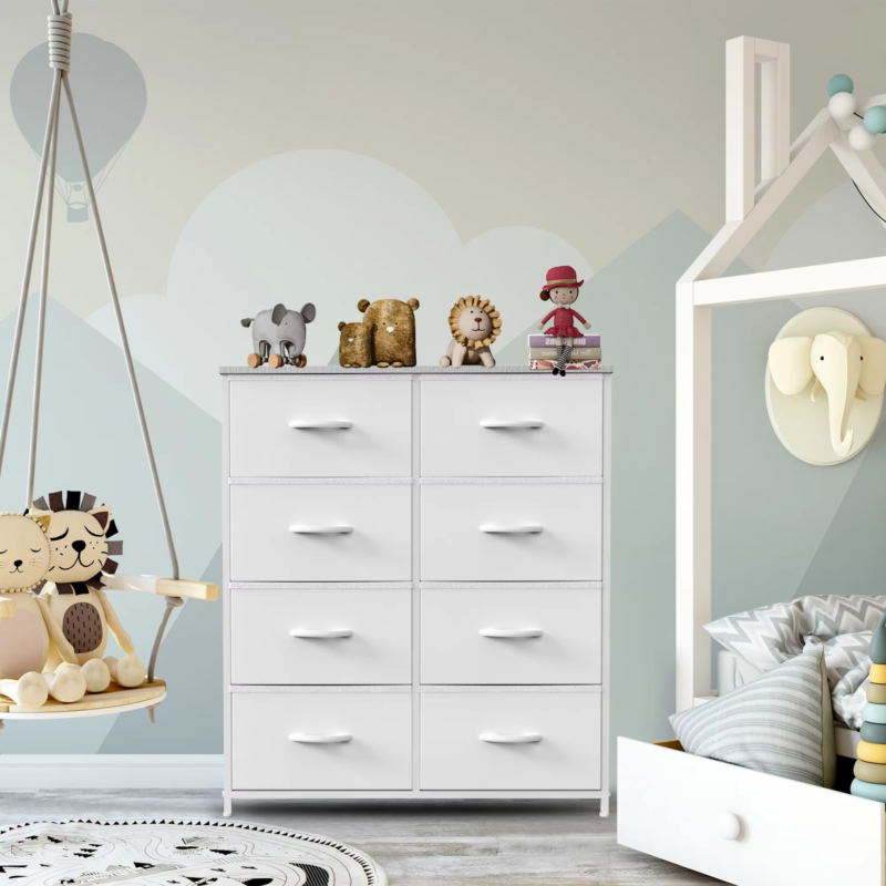 8 Fabric Drawers Storage Cabinet with Steel Frame Assembly Closet for Clothes