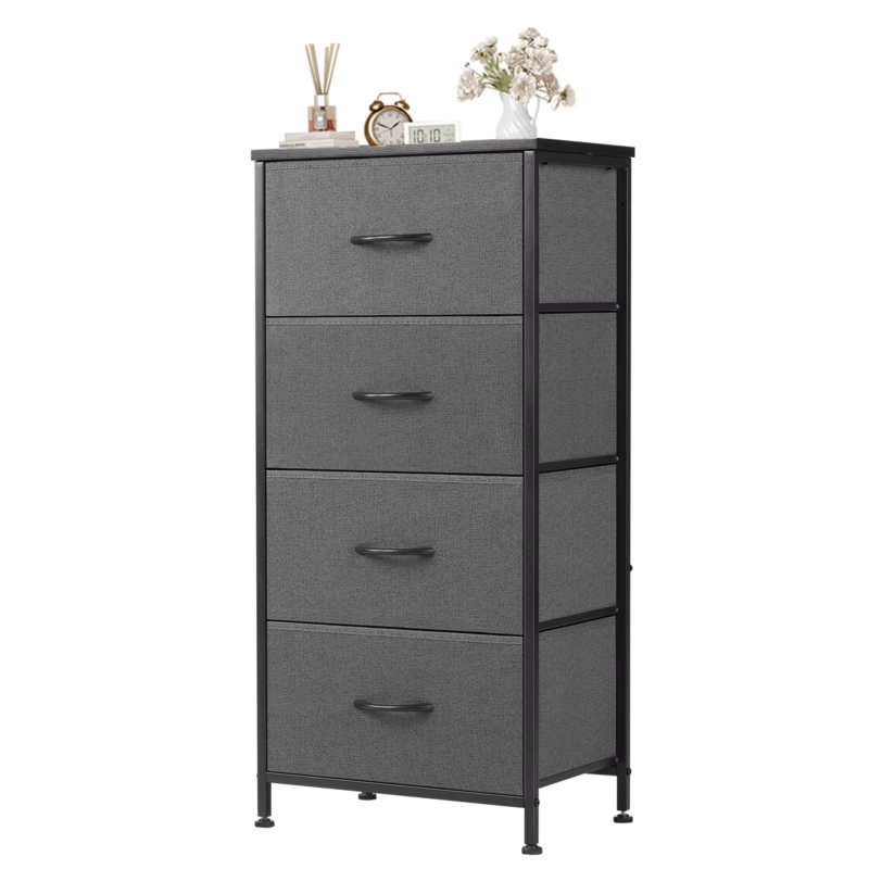 4 Drawer Fabric Cabinets, Wardrobe with Steel Frame, Closet Storage for Clothes