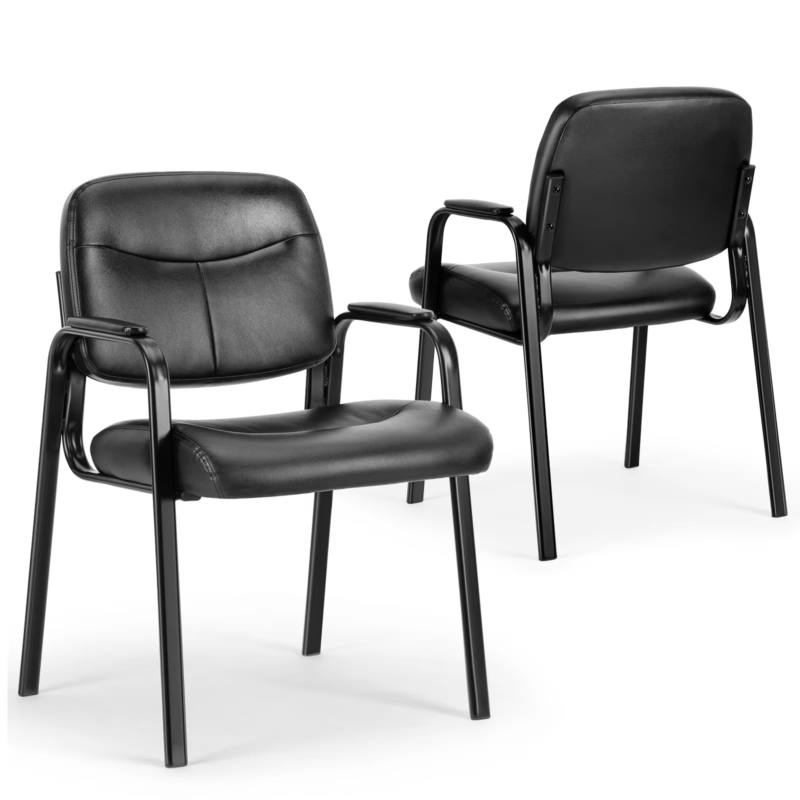 PU Leather Office Waiting Room Guest Chair, Metal Frame, Sponge Cushion Furniture