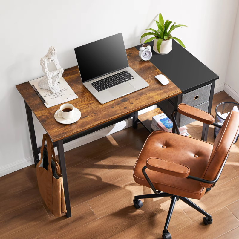 Computer Desk with Drawers, Home Office Desk, Writing Desk, Study Table, 2-Tier
