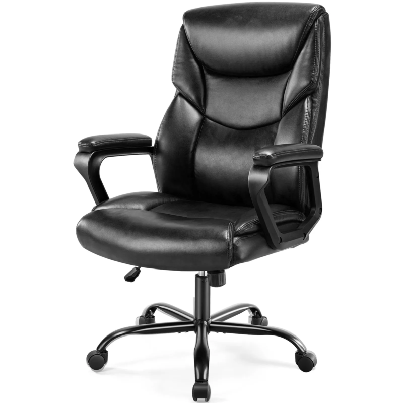 Ergonomic PU Leather Padded Armrest Rocking Gaming, Office Chair with Lumbar Support
