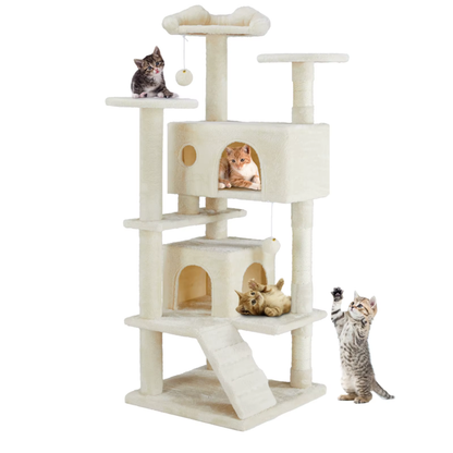 Multi-Level Cat Tree for Indoor Pets, Stable Play House with Scratching Post