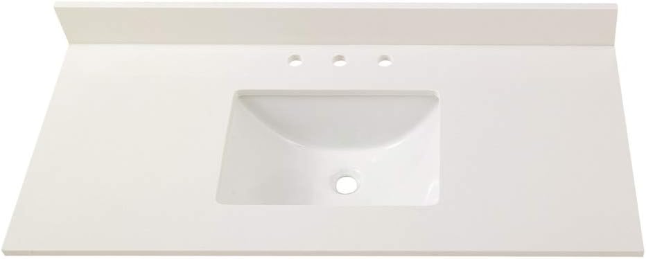 Home Decorators Collection 49 in x 22 in Engineered Marble Single Sink Vanity Top in Winter White