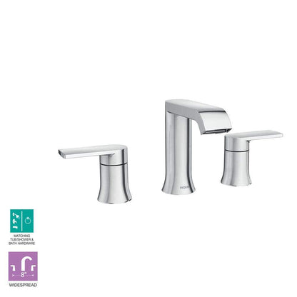 Genta 8 in. Widespread Double Handle Bathroom Faucet in Chrome (Valve Included)