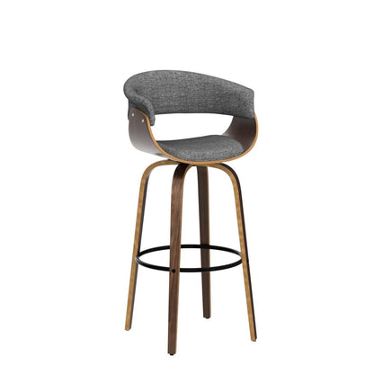 Glitzhome Mid-Century Modern Walnut Swivel Bar Stool (Set of 2)