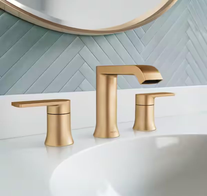 MOEN Genta 84763BZG Widespread Double Handle Bathroom Faucet in Bronzed Gold (Valve Included)
