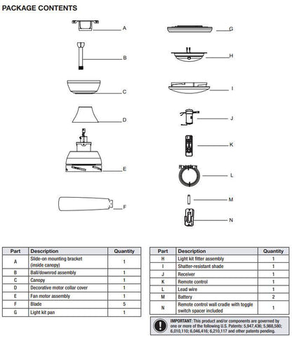 Hampton Bay Nevali 52 in. Ceiling Fan - Replacement Parts