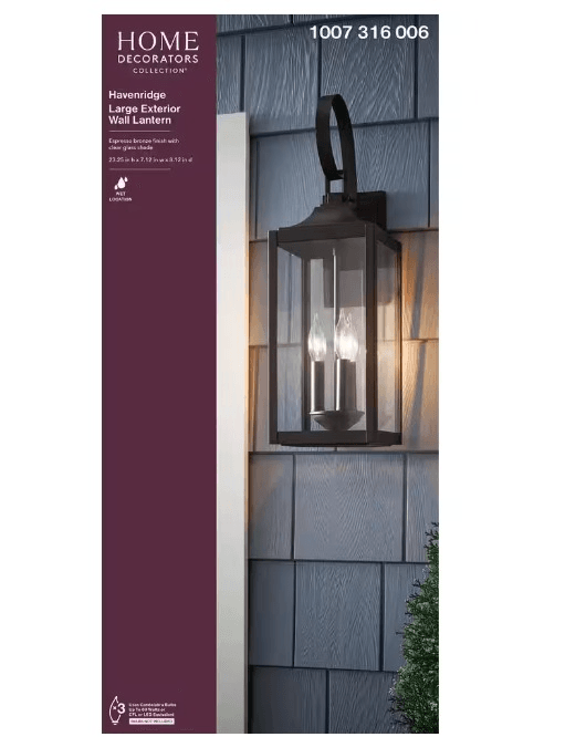 Decorators Havenridge 23.2&quot; 3-Light Espresso Bronze Outdoor Wall Lantern Sconce