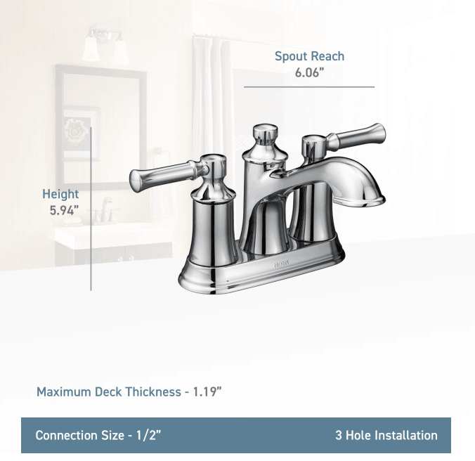 Moen 6802 Dartmoor Double Handle Centerset Bathroom Faucet - - Chrome