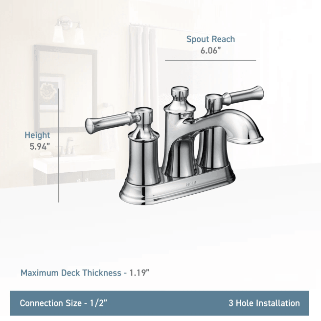 Moen 6802 Dartmoor Double Handle Centerset Bathroom Faucet - - Chrome