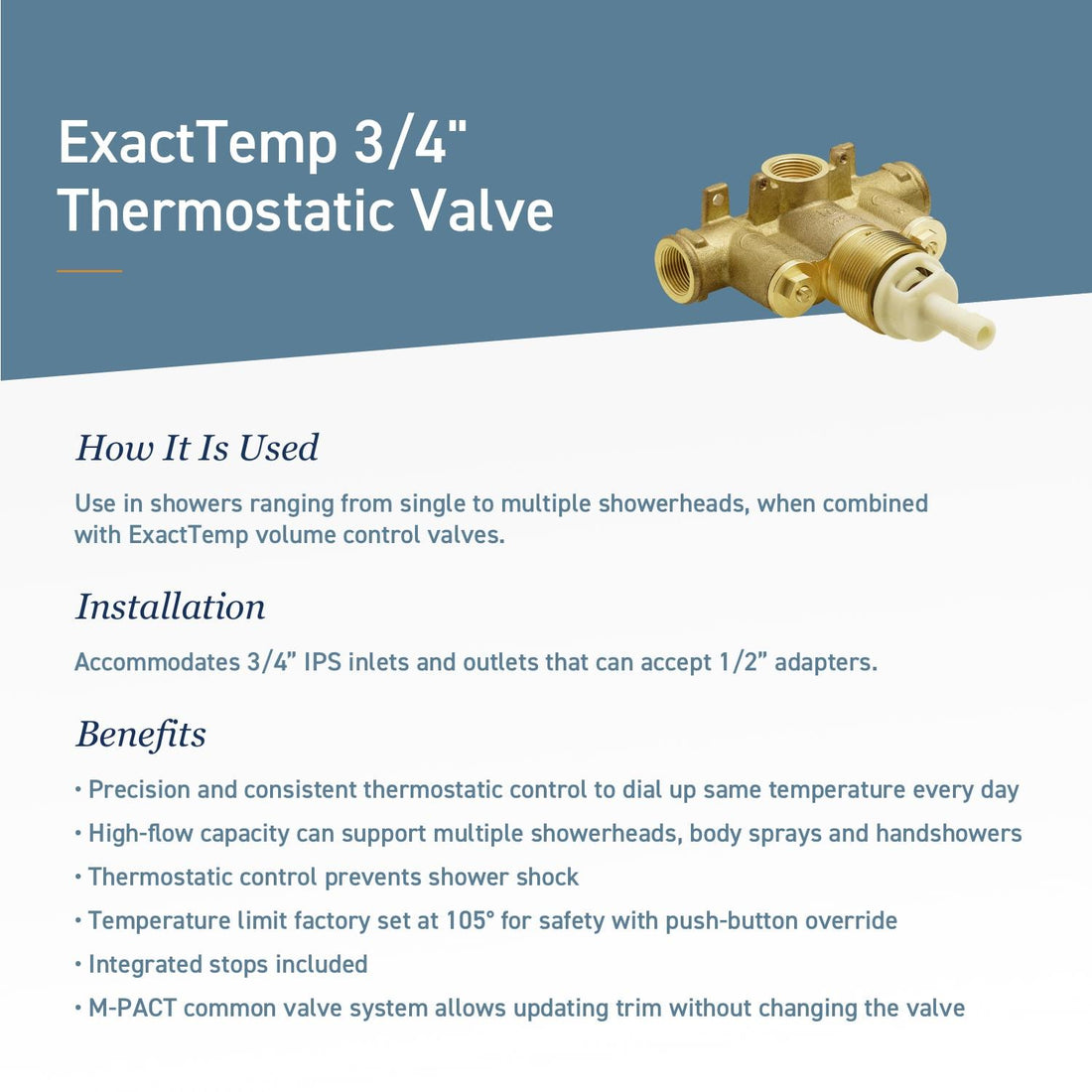 MOEN TS3100 90 Degree ExactTemp Thermostatic Valve Trim in Chrome