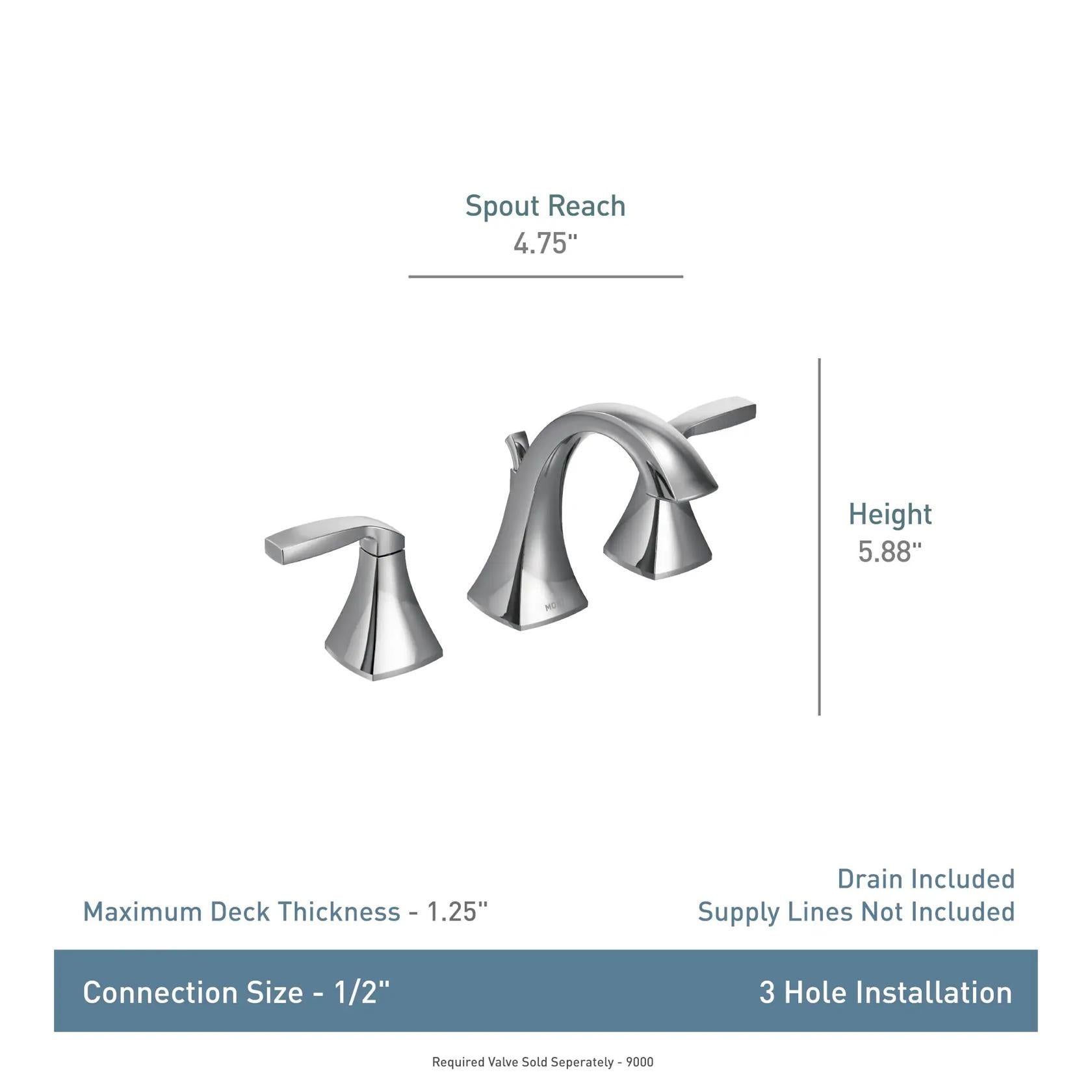 MOEN Voss T6905ORB Widespread 2-Handle High-Arc Bathroom Faucet Trim Kit in Oil Rubbed Bronze (Valve Not Included)