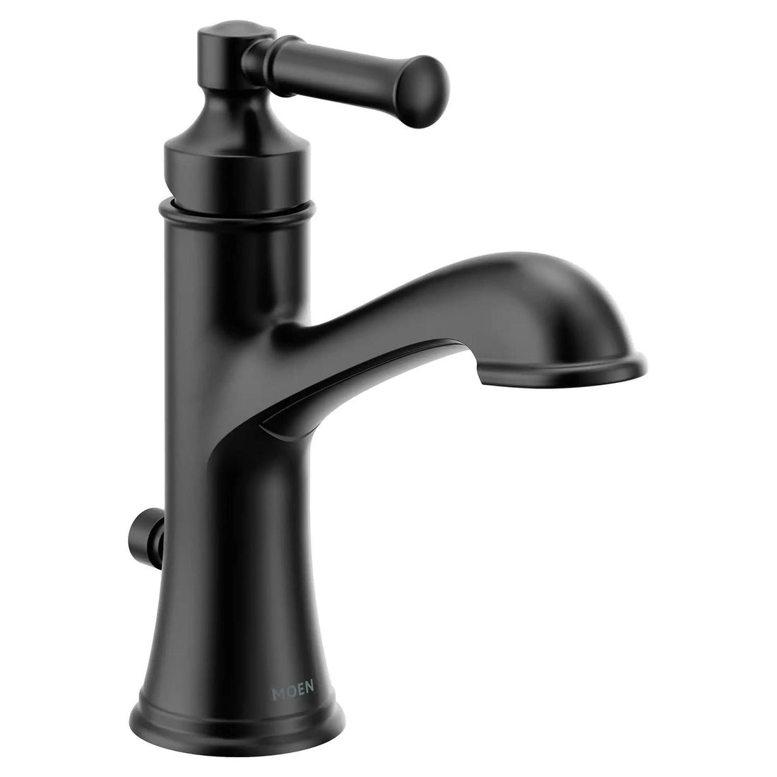 MOEN Dartmoor 6803BL Single Handle 1-Hole Bathroom Faucet with Drain Kit Included in Matte Black