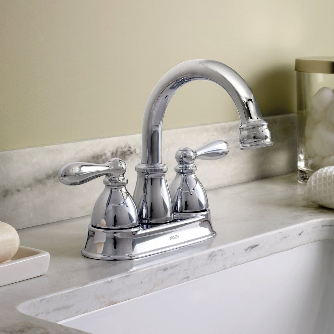 MOEN Caldwell WS84667 Centerset Two Handle Bathroom Sink Faucet in Chrome