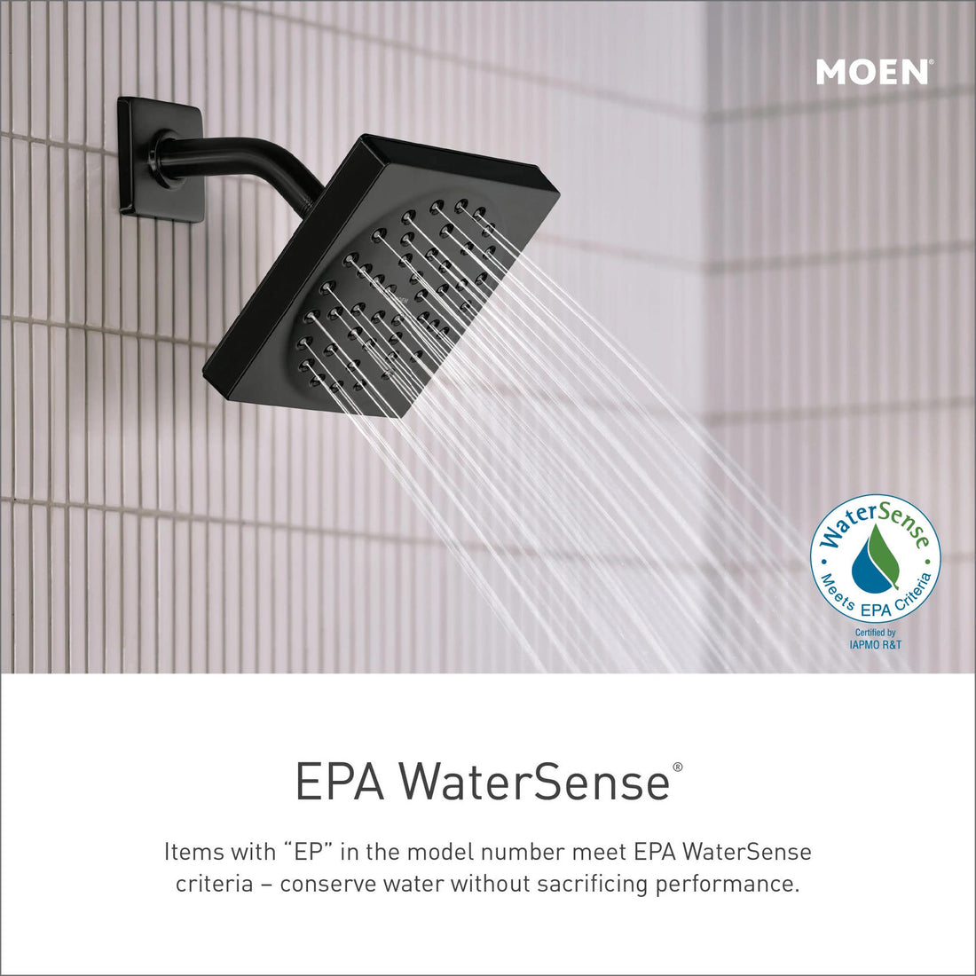 MOEN Voss S6365EPBL 6" Single-Function Eco-Performance Rainshower Showerhead with Immersion Technology in Matte Black