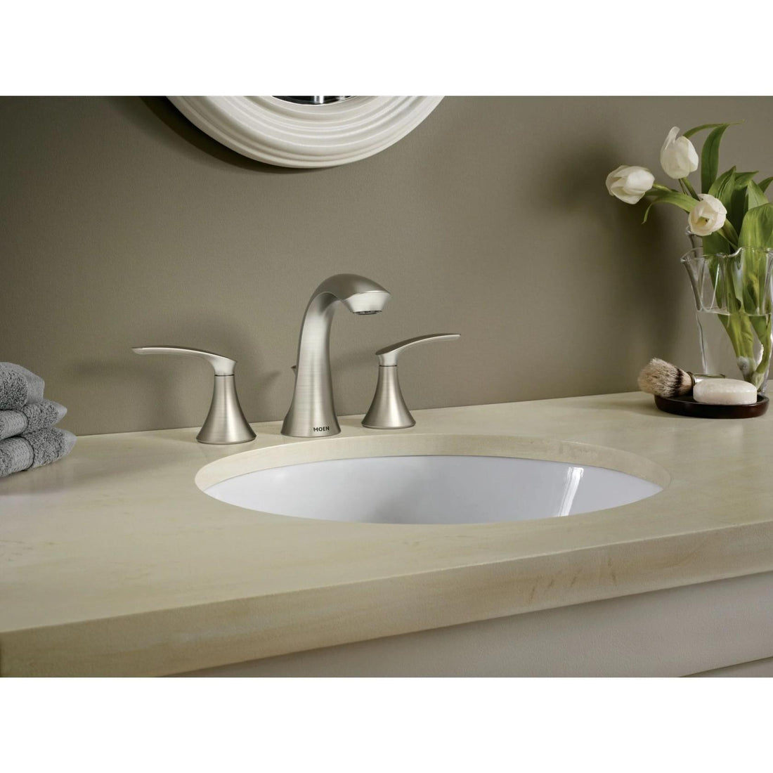 MOEN Darcy WS84551SRN Widespread 2-Handle High-Arc Bathroom Faucet in Spot Resist Brushed Nickel