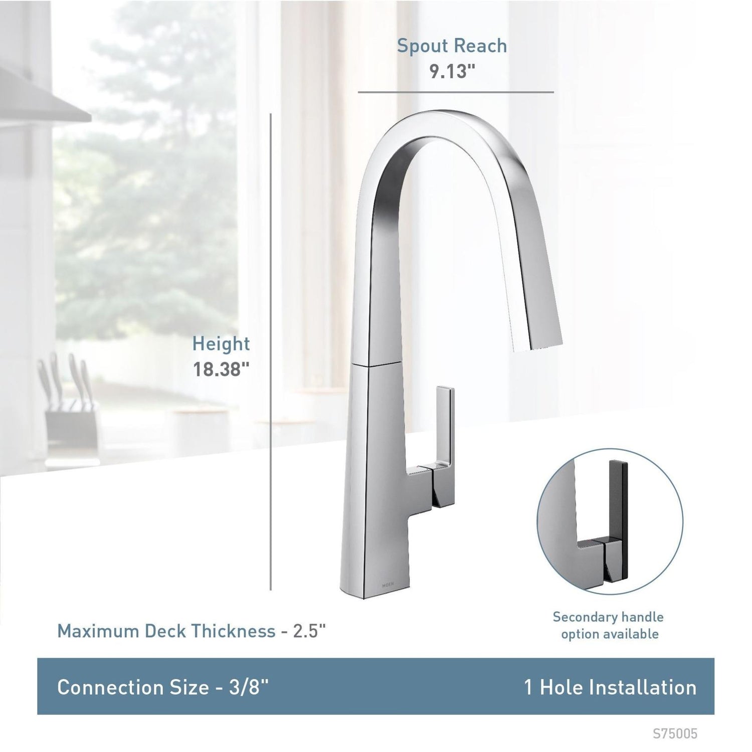 MOEN Nio S75005SRS Pull Down Sprayer Kitchen Faucet with 360 Degree Spout Swivel and Power Boost in  Spot Resist Stainless
