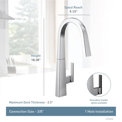 MOEN Nio S75005SRS Pull Down Sprayer Kitchen Faucet with 360 Degree Spout Swivel and Power Boost in  Spot Resist Stainless