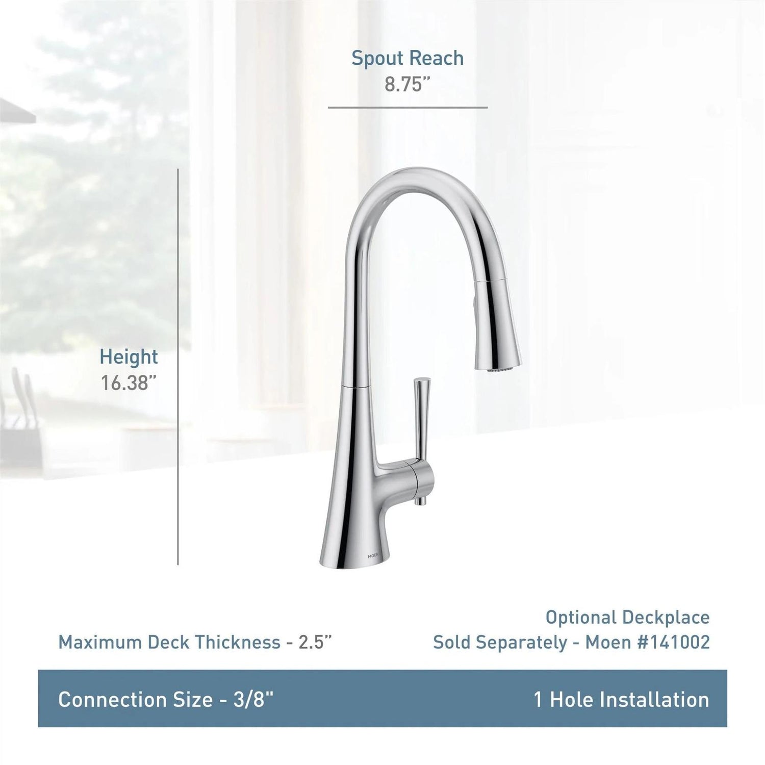 MOEN Kurv 9126NL One-Handle Pulldown Kitchen Faucet Featuring Power Boost and Reflex in Polished Nickel
