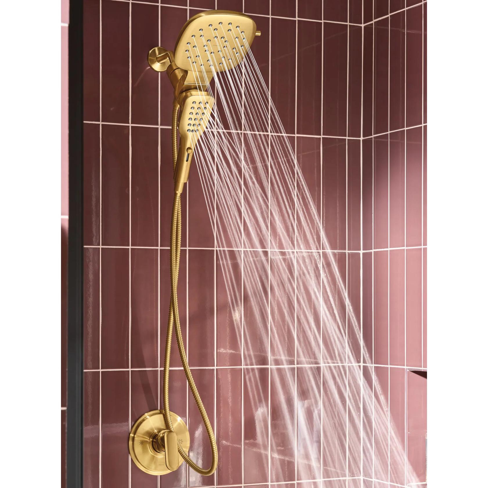 MOEN Verso 220C5BG Infiniti Dial Square Rain Shower Head with Detachable Hand Shower Combo in Brushed Gold