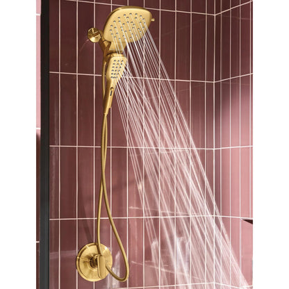 MOEN Verso 220C5BG Infiniti Dial Square Rain Shower Head with Detachable Hand Shower Combo in Brushed Gold