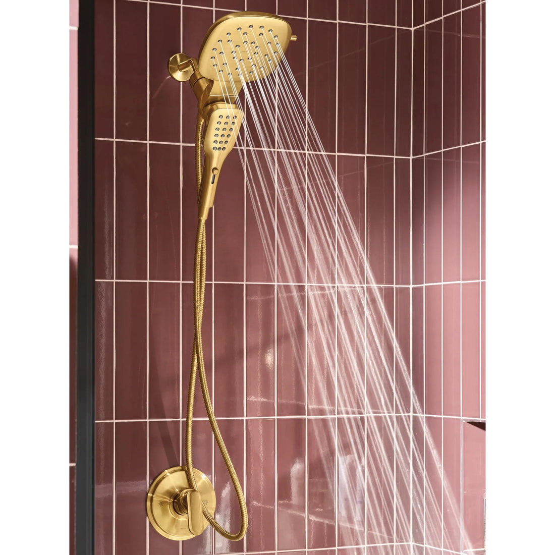 MOEN Verso 220C5BG Infiniti Dial Square Rain Shower Head with Detachable Hand Shower Combo in Brushed Gold