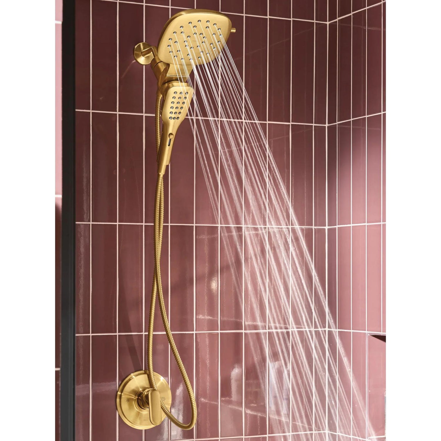 MOEN Verso 220C5BG Infiniti Dial Square Rain Shower Head with Detachable Hand Shower Combo in Brushed Gold