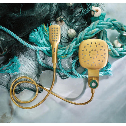 MOEN Verso 220C5BG Infiniti Dial Square Rain Shower Head with Detachable Hand Shower Combo in Brushed Gold