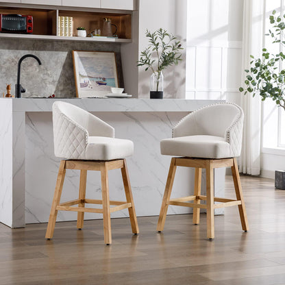 COOLMORE Set of 2 Counter Height Bar Stools with Footrest and 360 Degree Swivel