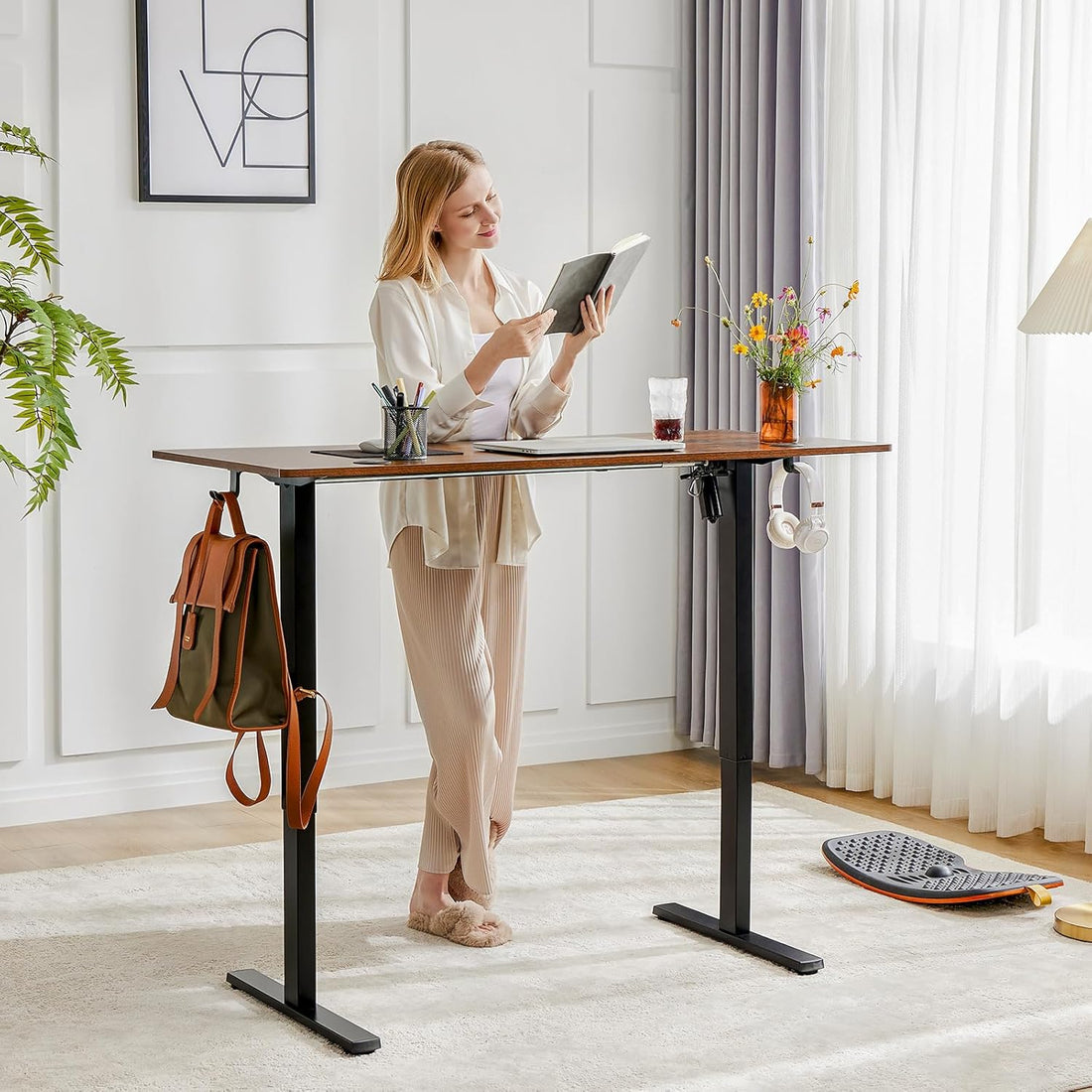 Electric Height Adjustable Standing Desk - 55 x24 inch Sit-Stand Workstation with Ergonomic Design for Home, Office, Events &amp; Gaming