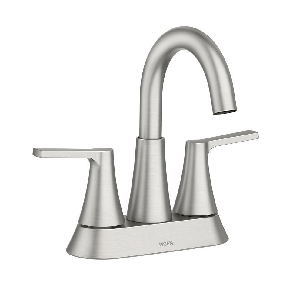 MOEN Mikah 84311SRN Two Handle High Arc Bathroom Faucet in Spot Resist Brushed Nickel