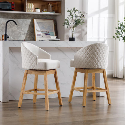 COOLMORE Set of 2 Counter Height Bar Stools with Footrest and 360 Degree Swivel