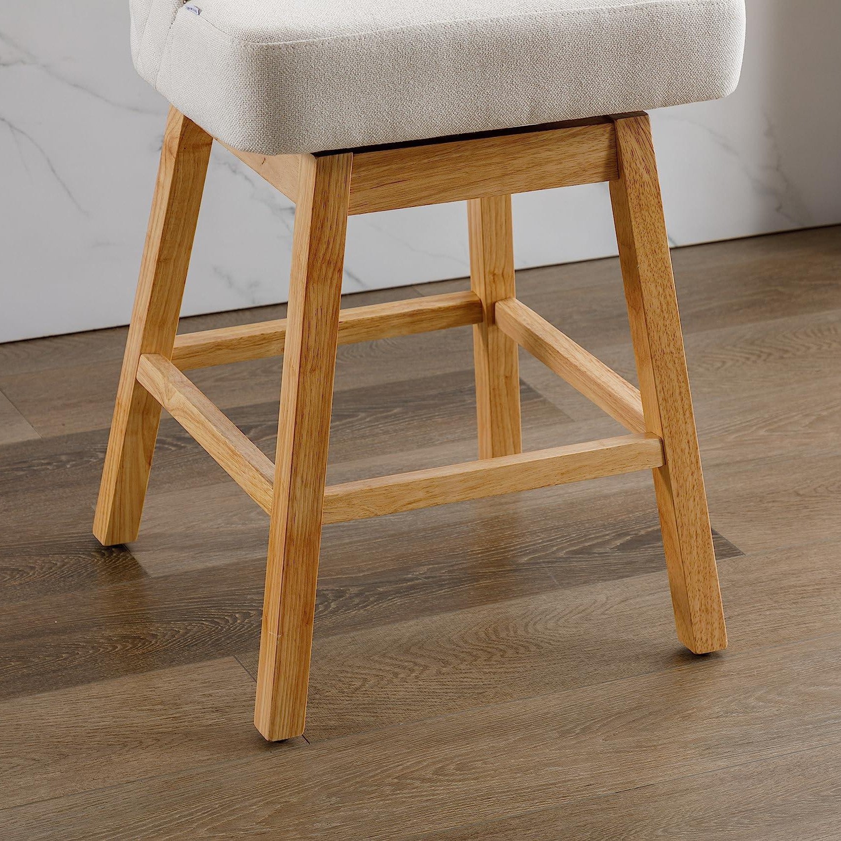 COOLMORE Set of 2 Counter Height Bar Stools with Footrest and 360 Degree Swivel