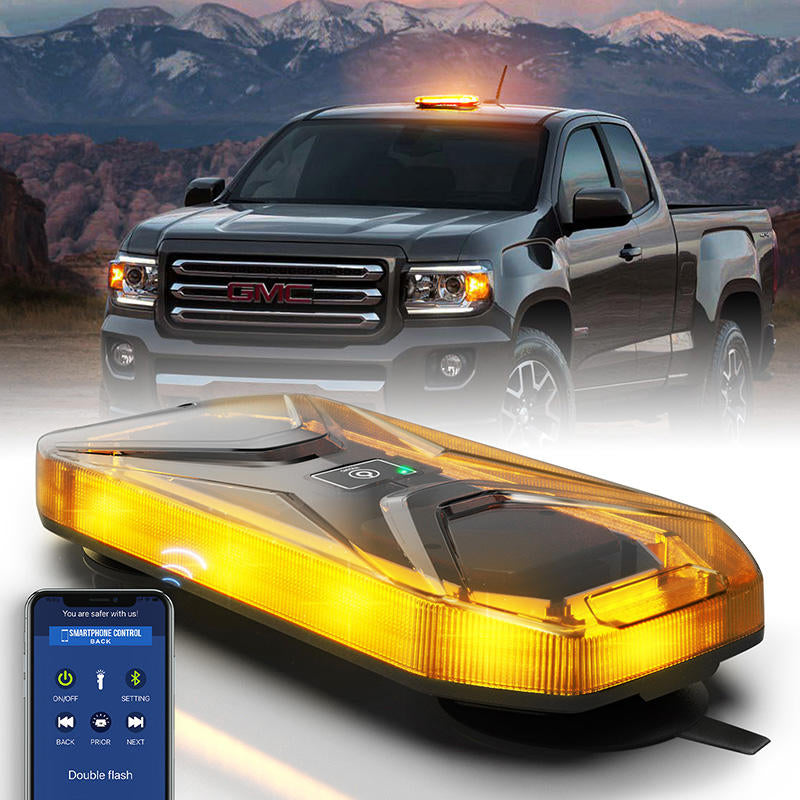 Agrieyes Wireless Mini Strobe Light Bar, Rechargeable Magnetic Amber/White LED for Truck (App Controlled)
