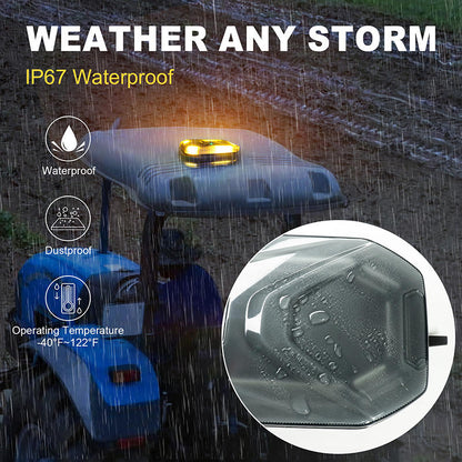 AgriEyes Wireless Mini Strobe Light Bar, Rechargeable Magnetic Amber/White LED for Truck, RV, Trailer (Remote Controlled)