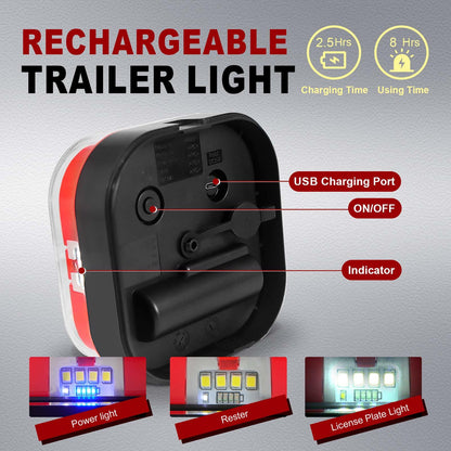 AgriEyes Halo Wireless Trailer Tow Lights with 2 Mounting Options, Magnetic &amp; Bracket, Portable LED Light Kit for Truck, RV, Boat, Camper