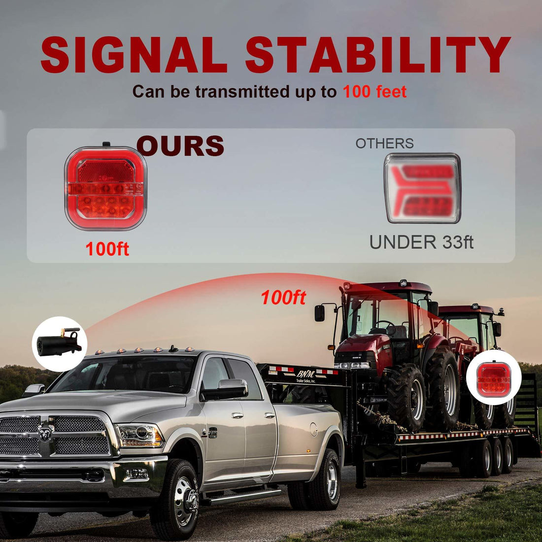 AgriEyes Halo Wireless Trailer Tow Lights with 2 Mounting Options, Magnetic & Bracket, Portable LED Light Kit for Truck, RV, Boat, Camper