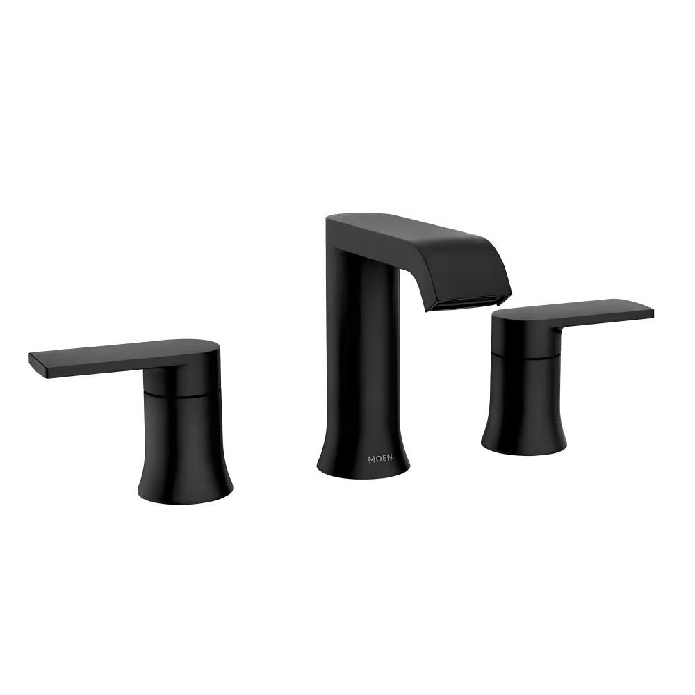 Moen Genta 84763BL Widespread Double Handle Bathroom Faucet in Matte Black (Valve Included)