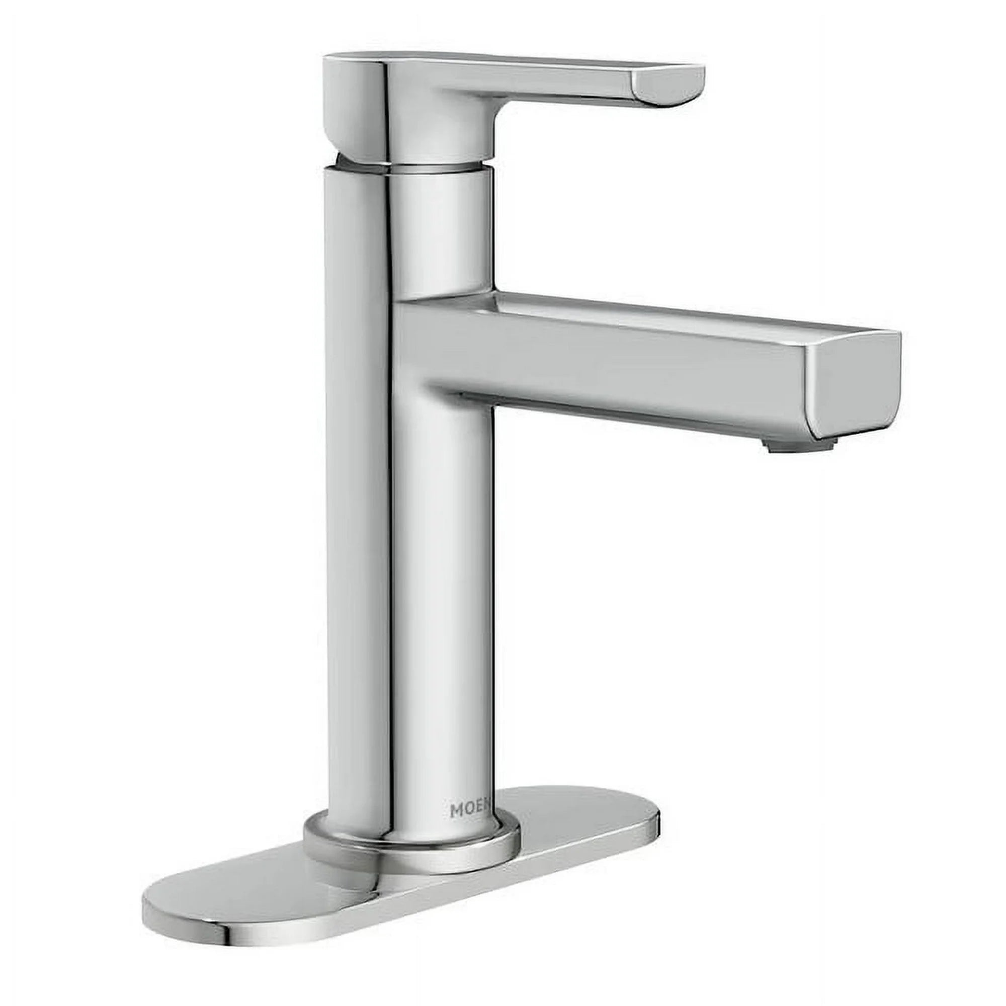 Moen Rinza 84627 Chrome Single Hole 1-Handle WaterSense Bathroom Sink Faucet with Drain and Deck Plate